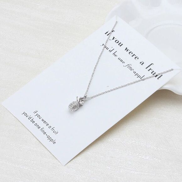 Fine Apple Pineapple Silver Pendant Necklace NWT - Picture 2 of 5